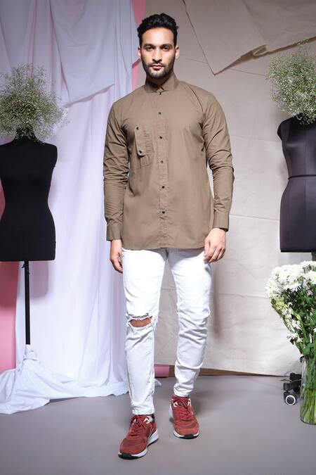 Shop_Echke_Brown Cotton Zara Shirt _Online_at_Aza_Fashions