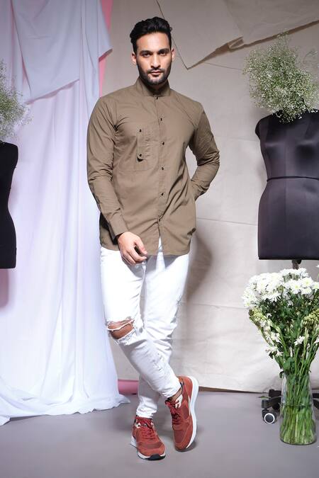 Echke_Brown Cotton Zara Shirt _at_Aza_Fashions