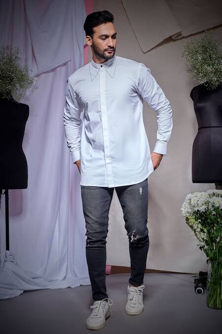 Echke_White Cotton Zara Shirt _Online_at_Aza_Fashions