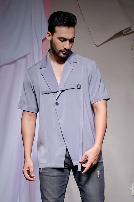 Echke Grey Scuba Half Sleeve Shirt 