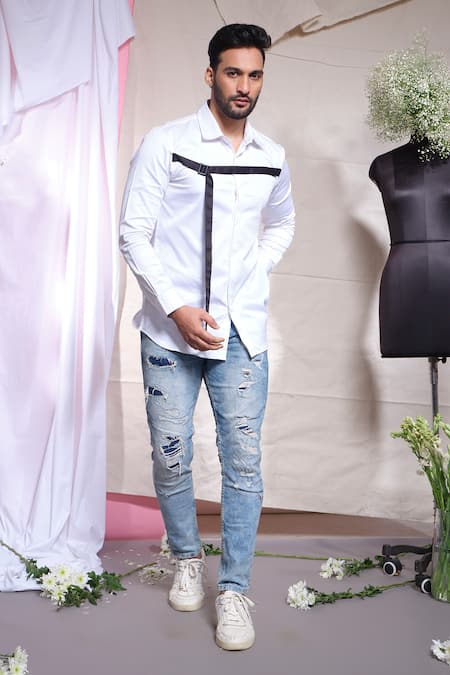 Shop_Echke_White Cotton Shirt _Online_at_Aza_Fashions