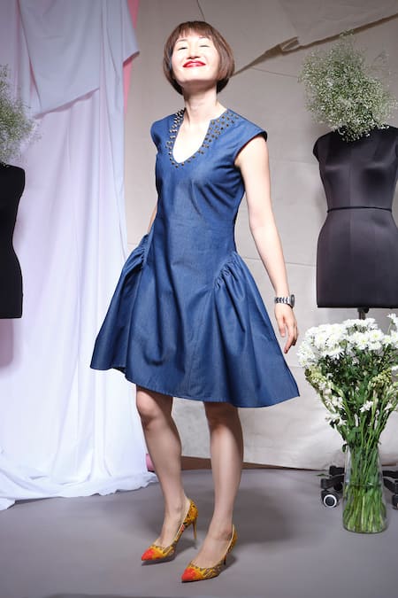 Echke Denim Gathered Dress 