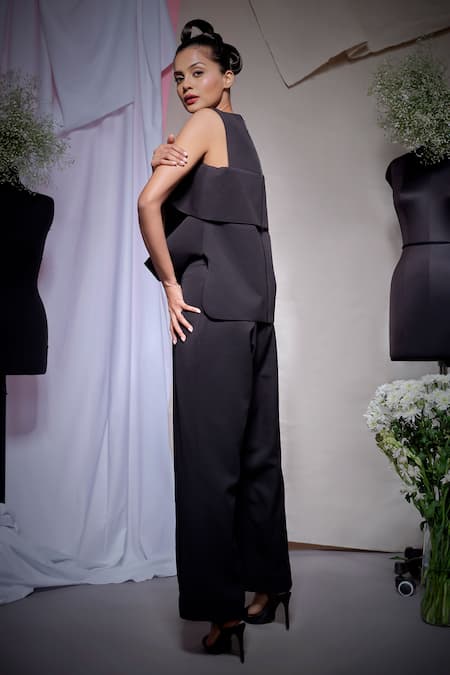 Echke Black Scuba Peplum Top 