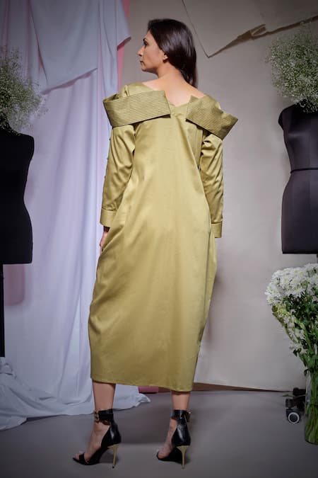 Echke Moss Green Long Shirt Dress 