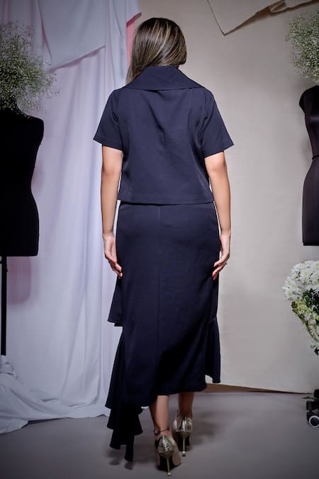 Echke Ecru Linen Top With Ruffle Skirt 