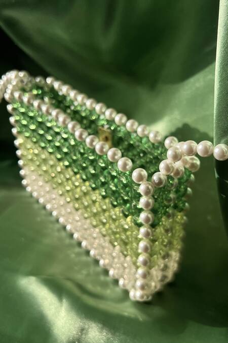 Buy_Rubilon_Green Beads, Pearls Kate Ombre Beaded Clutch _Online_at_Aza_Fashions