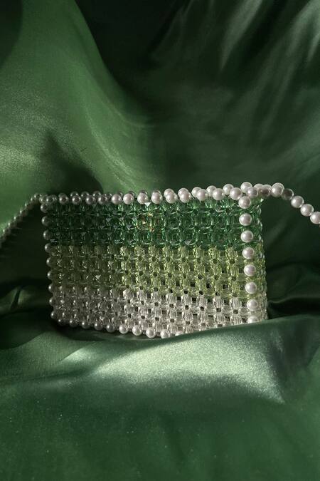 Buy_Rubilon_Green Beads, Pearls Kate Ombre Beaded Clutch 