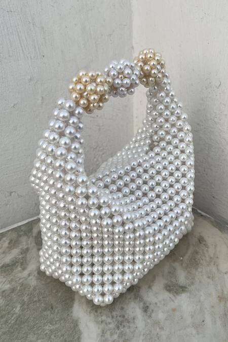 Buy_Rubilon_White Pearls Hogo Hobo Handwoven Clutch _Online_at_Aza_Fashions