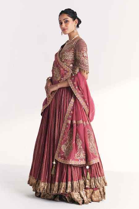 Studio Bagechaa Pink Viscose, Silk, Lurex, Chanderi, Organza Fitoor Mauve Lehenga Set Online at Aza Fashions Studio Bagechaa_Pink Viscose, Silk, Lurex, Chanderi, Organza Fitoor Mauve Lehenga Set _Online_at_Aza_Fashions