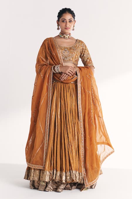 Studio Bagechaa Sunheri Mustard Embroidered Lehenga Set 