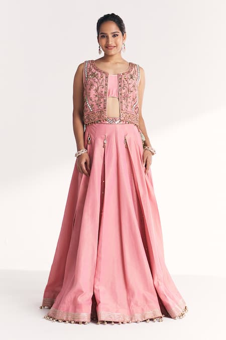 Studio Bagechaa Kimaya Pink Jacket Lehenga Set 