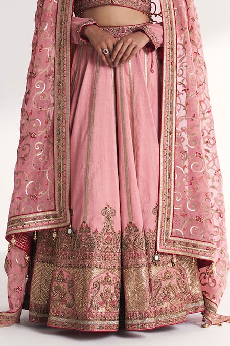 Shop Studio Bagechaa Pink Shantoon, Georgette, Silk Organza, Neelkamal Light Jacket Lehenga Set Online at Aza Fashions Shop_Studio Bagechaa_Pink Shantoon, Georgette, Silk Organza, Neelkamal Light Jacket Lehenga Set _Online_at_Aza_Fashions