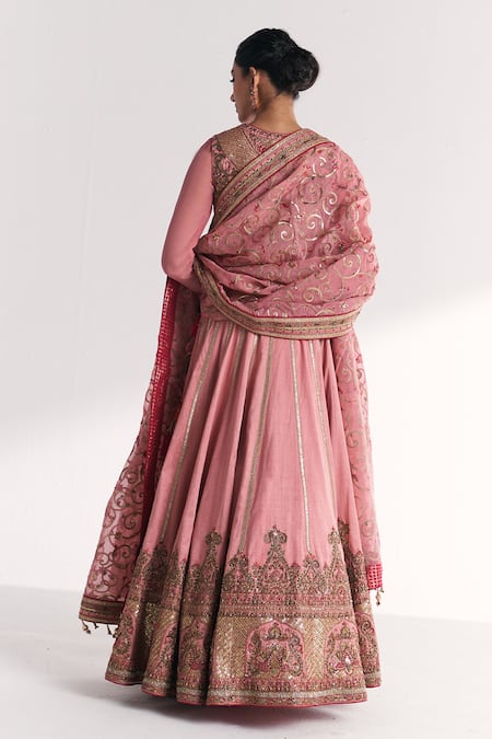 Studio Bagechaa Neelkamal Light Pink Embroidered Jacket Lehenga Set 