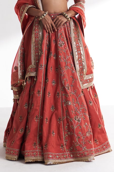 Studio Bagechaa Orange Silk , Shantoon, Embroidery, Kesar Tangerine Lehenga Set at Aza Fashions Studio Bagechaa_Orange Silk , Shantoon, Embroidery, Kesar Tangerine Lehenga Set _at_Aza_Fashions
