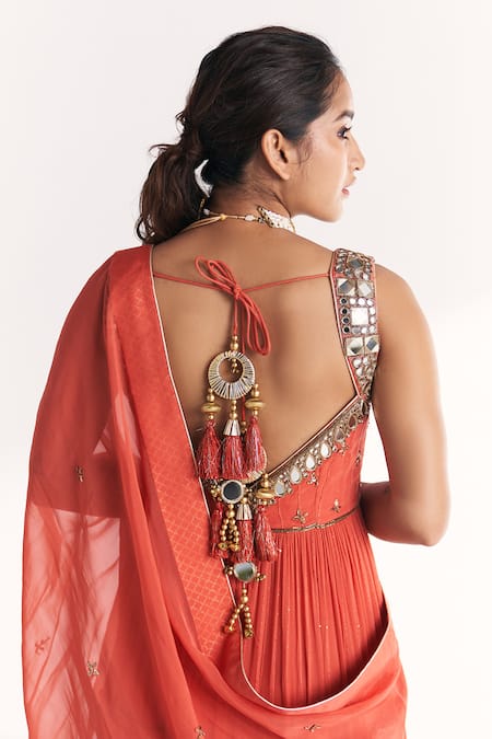 Buy Studio Bagechaa Orange Georgette Mirrors, Embroidery, Safar Tangerine Anarkali With Dupatta Online at Aza Fashions Buy_Studio Bagechaa_Orange Georgette Mirrors, Embroidery, Safar Tangerine Anarkali With Dupatta _Online_at_Aza_Fashions
