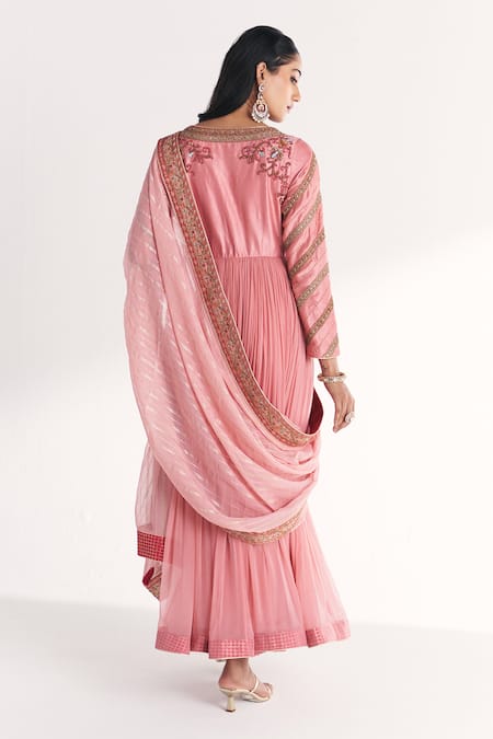 Studio Bagechaa Kamya Light Pink Embroidered Anarkali With Dupatta 