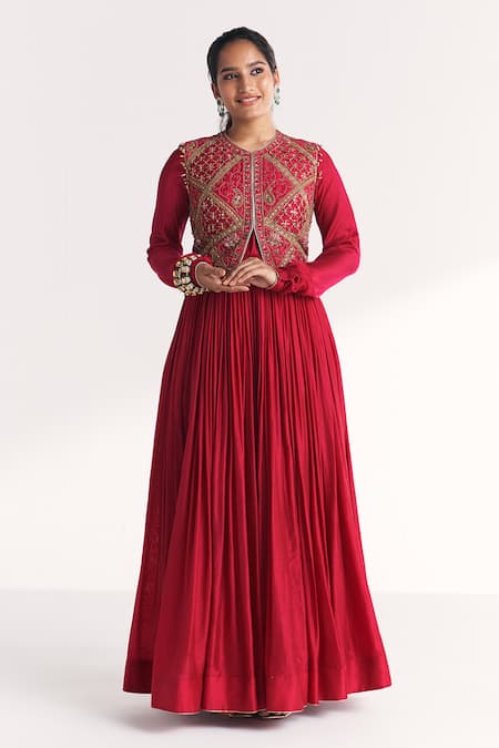 Studio Bagechaa Pakhi Embroidered Anarkali With Koti Jacket 
