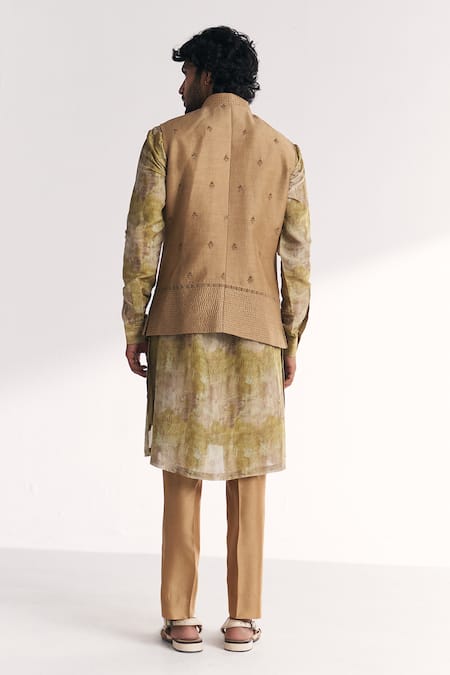 Studio Bagechaa Dilawar Green Embroidered Nehru Jacket Set 