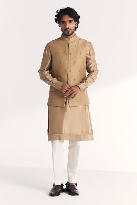 Studio Bagechaa Yawar Green Embroidered Nehru Jacket Set 