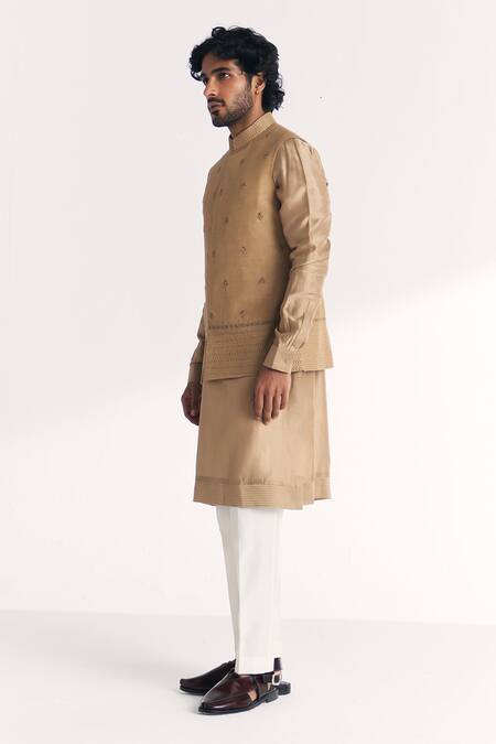 Buy Studio Bagechaa Green Chanderi, Linen, Satin Embroidery Yawar Nehru Jacket Set Online at Aza Fashions Buy_Studio Bagechaa_Green Chanderi, Linen, Satin Embroidery Yawar Nehru Jacket Set _Online_at_Aza_Fashions