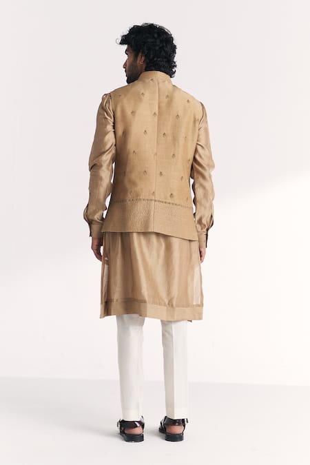 Studio Bagechaa Yawar Green Embroidered Nehru Jacket Set 