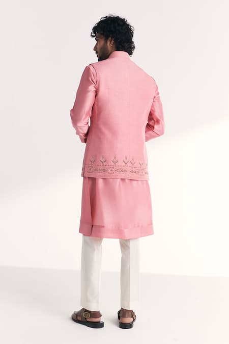 Studio Bagechaa Jal Pink Embroidered Nehru Jacket Set 