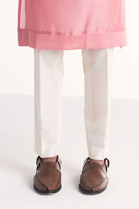 Studio Bagechaa_Pink Linen, Satin, Chanderi Embroidery Jal Nehru Jacket Set _Online_at_Aza_Fashions