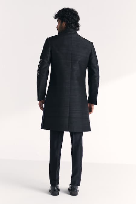 Studio Bagechaa Kunj Black Embroidered Achkan Set 