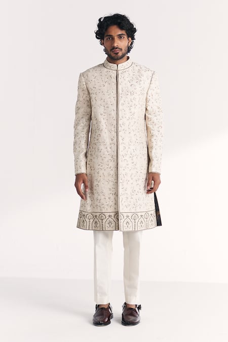 Studio Bagechaa Vyom Ivory Embroidered Achkan Set 