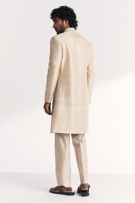 Studio Bagechaa Rustom Ivory Embroidered Achkan Set 