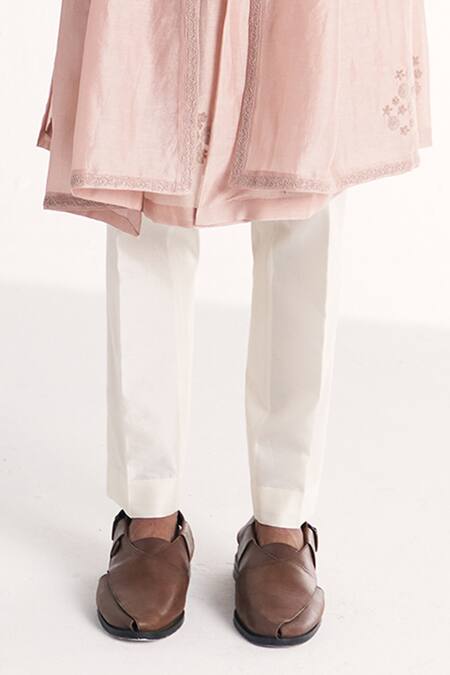 Studio Bagechaa_Pink Chanderi Embroidery Shahposh Light Kurta Set _Online_at_Aza_Fashions