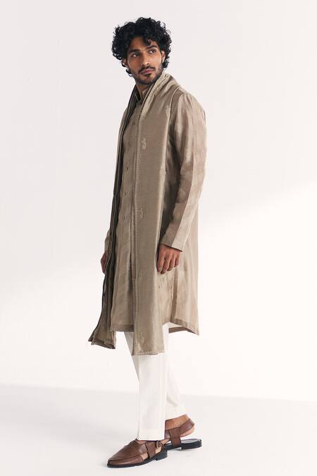 Buy Studio Bagechaa Gray Chanderi Embroidery Ellahi Grey Kurta Set Online at Aza Fashions Buy_Studio Bagechaa_Gray Chanderi Embroidery Ellahi Grey Kurta Set _Online_at_Aza_Fashions