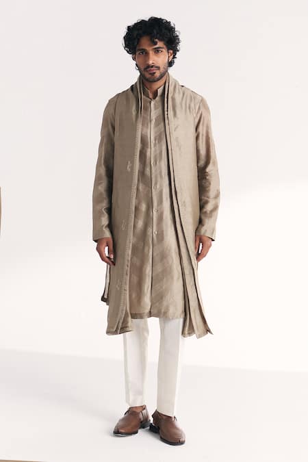 Studio Bagechaa Ellahi Grey Embroidered Kurta Set 