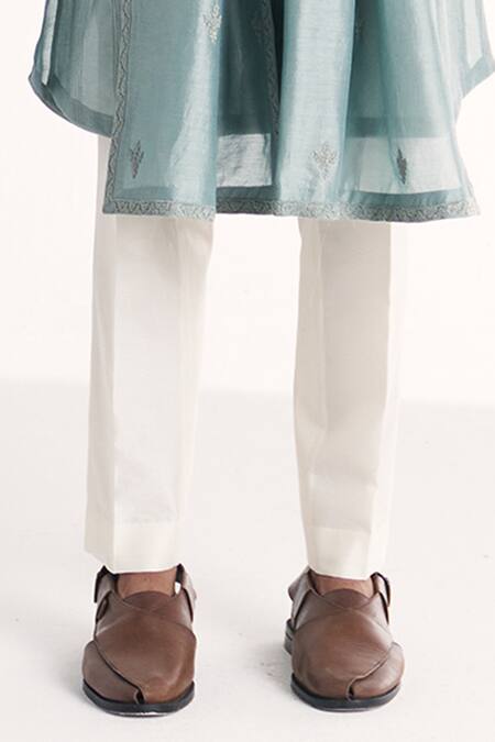 Studio Bagechaa Blue Chanderi Embroidery Khyal Kurta Set Online at Aza Fashions Studio Bagechaa_Blue Chanderi Embroidery Khyal Kurta Set _Online_at_Aza_Fashions