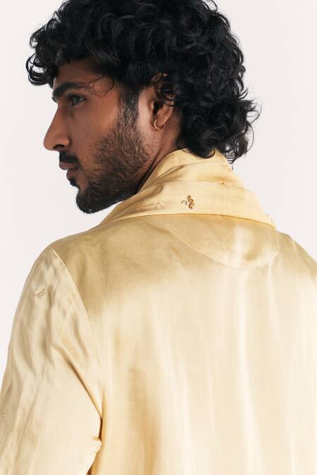 Shop Studio Bagechaa Yellow Chanderi Embroidery Surmayi Kurta Set Online at Aza Fashions Shop_Studio Bagechaa_Yellow Chanderi Embroidery Surmayi Kurta Set _Online_at_Aza_Fashions