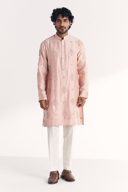 Studio Bagechaa Umber Pink Embroidered Kurta Set 
