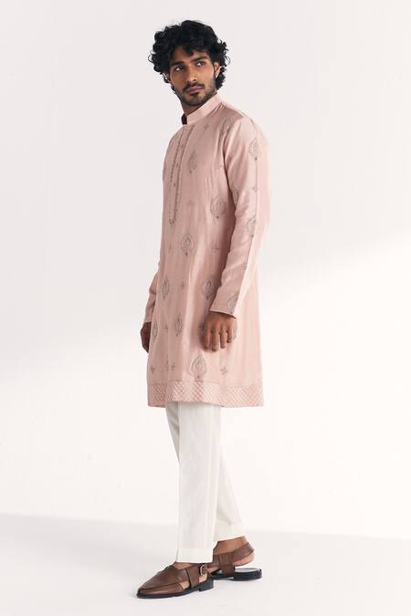 Buy Studio Bagechaa Pink Chanderi Embroidery Umber Kurta Set Online at Aza Fashions Buy_Studio Bagechaa_Pink Chanderi Embroidery Umber Kurta Set _Online_at_Aza_Fashions