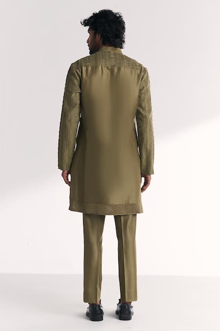 Studio Bagechaa Rajbari Green Embroidered Kurta Set 