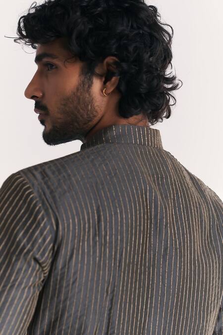 Studio Bagechaa Gray Chanderi Embroidery, Sequins Sheeda Grey Kurta Set Online at Aza Fashions Studio Bagechaa_Gray Chanderi Embroidery, Sequins Sheeda Grey Kurta Set _Online_at_Aza_Fashions