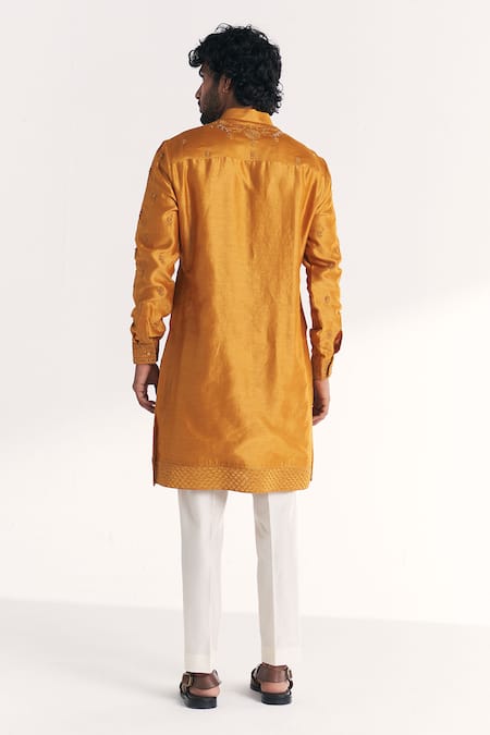 Studio Bagechaa Qamar Mustard Embroidered Kurta Set 