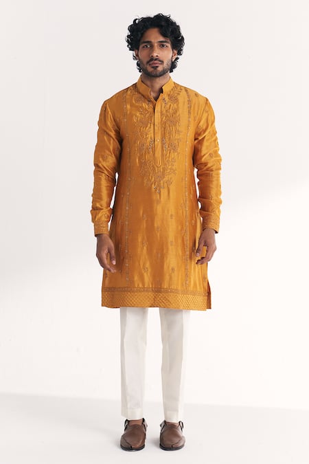 Studio Bagechaa Qamar Mustard Embroidered Kurta Set 