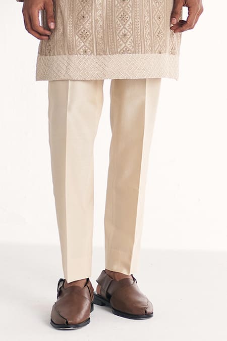 Studio Bagechaa Ivory Chanderi Embroidery Janak Kurta Set Online at Aza Fashions Studio Bagechaa_Ivory Chanderi Embroidery Janak Kurta Set _Online_at_Aza_Fashions