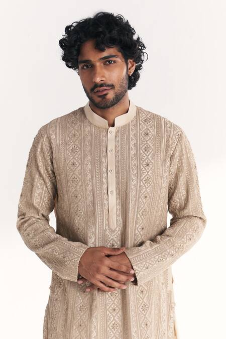 Shop Studio Bagechaa Ivory Chanderi Embroidery Janak Kurta Set Online at Aza Fashions Shop_Studio Bagechaa_Ivory Chanderi Embroidery Janak Kurta Set _Online_at_Aza_Fashions
