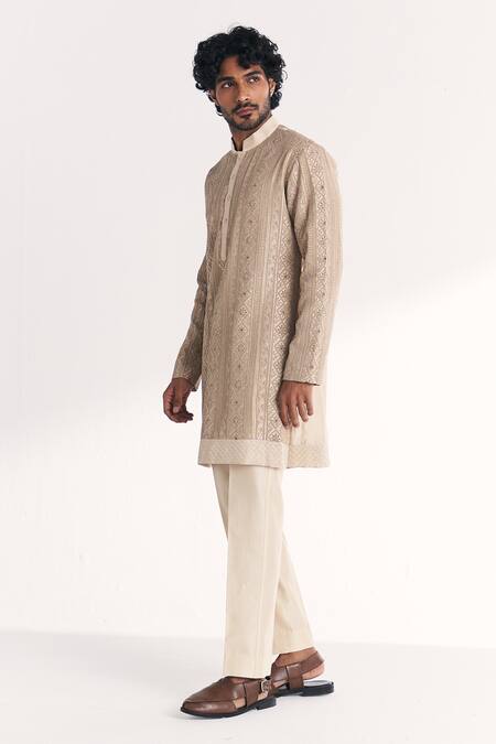 Studio Bagechaa Ivory Chanderi Embroidery Janak Kurta Set at Aza Fashions Studio Bagechaa_Ivory Chanderi Embroidery Janak Kurta Set _at_Aza_Fashions