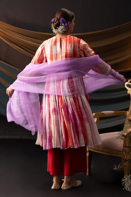 Svastih Parizad Tie Dye Floral Applique Anarkali & Pant Set 