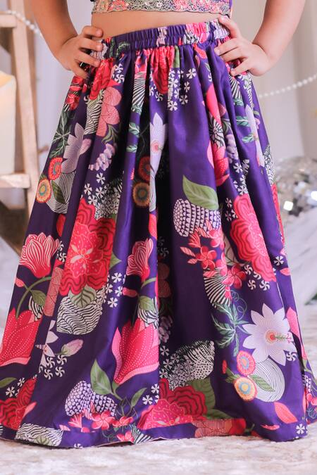 Shop_Lil Angels_Purple Silk Knotted Lehenga With Blouse _Online_at_Aza_Fashions