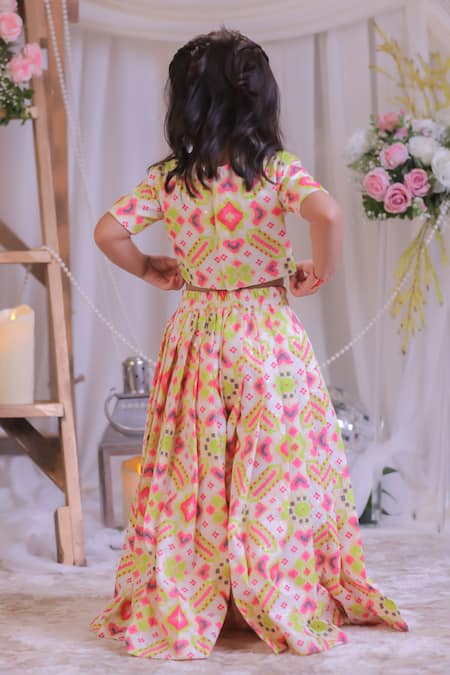 Lil Angels Ikat Pattern Top With Palazzo 