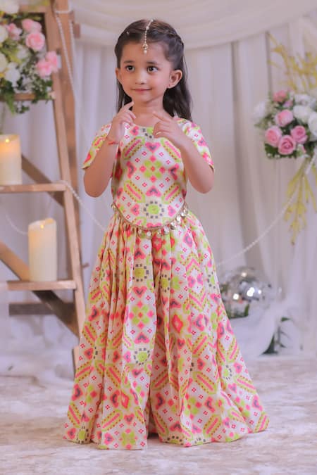 Lil Angels Ikat Pattern Top With Palazzo 