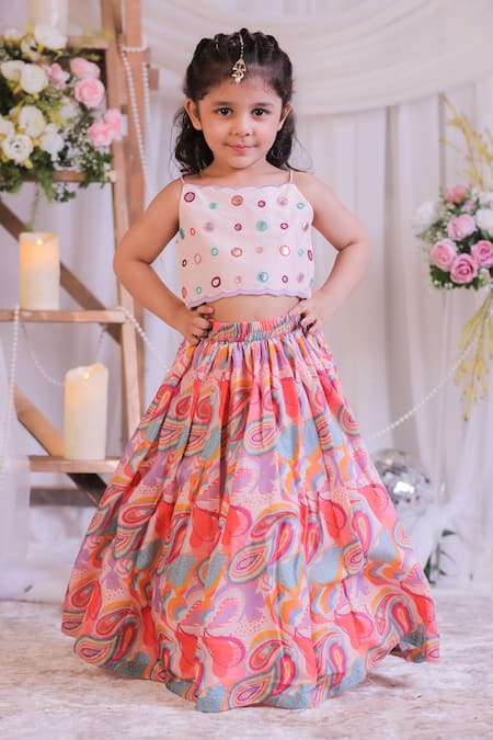 Lil Angels Mirror Work Blouse & Lehenga Set 