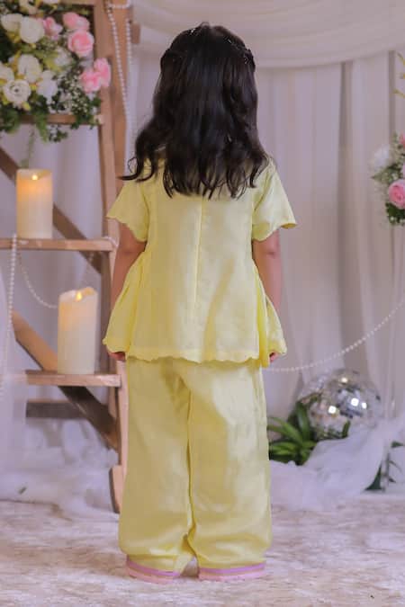 Lil Angels Damru Embroidered Kurta & Palazzo Set 